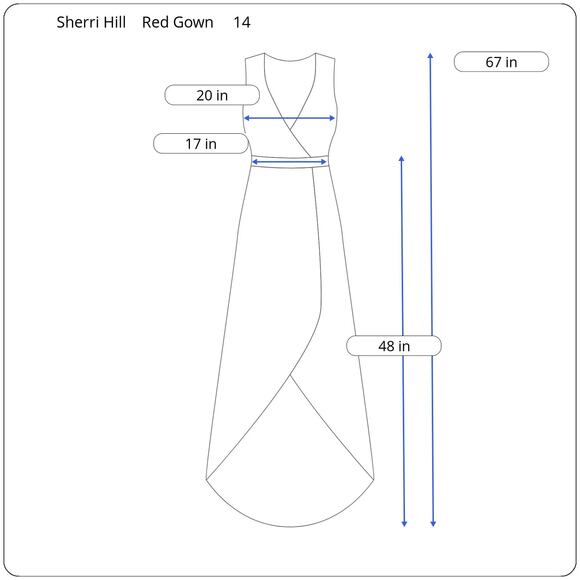Sherri Hill Red Satin Chiffon Beaded Gown Prom Gown Womens 14 Romantic Y2K Glam - Picture 7 of 7